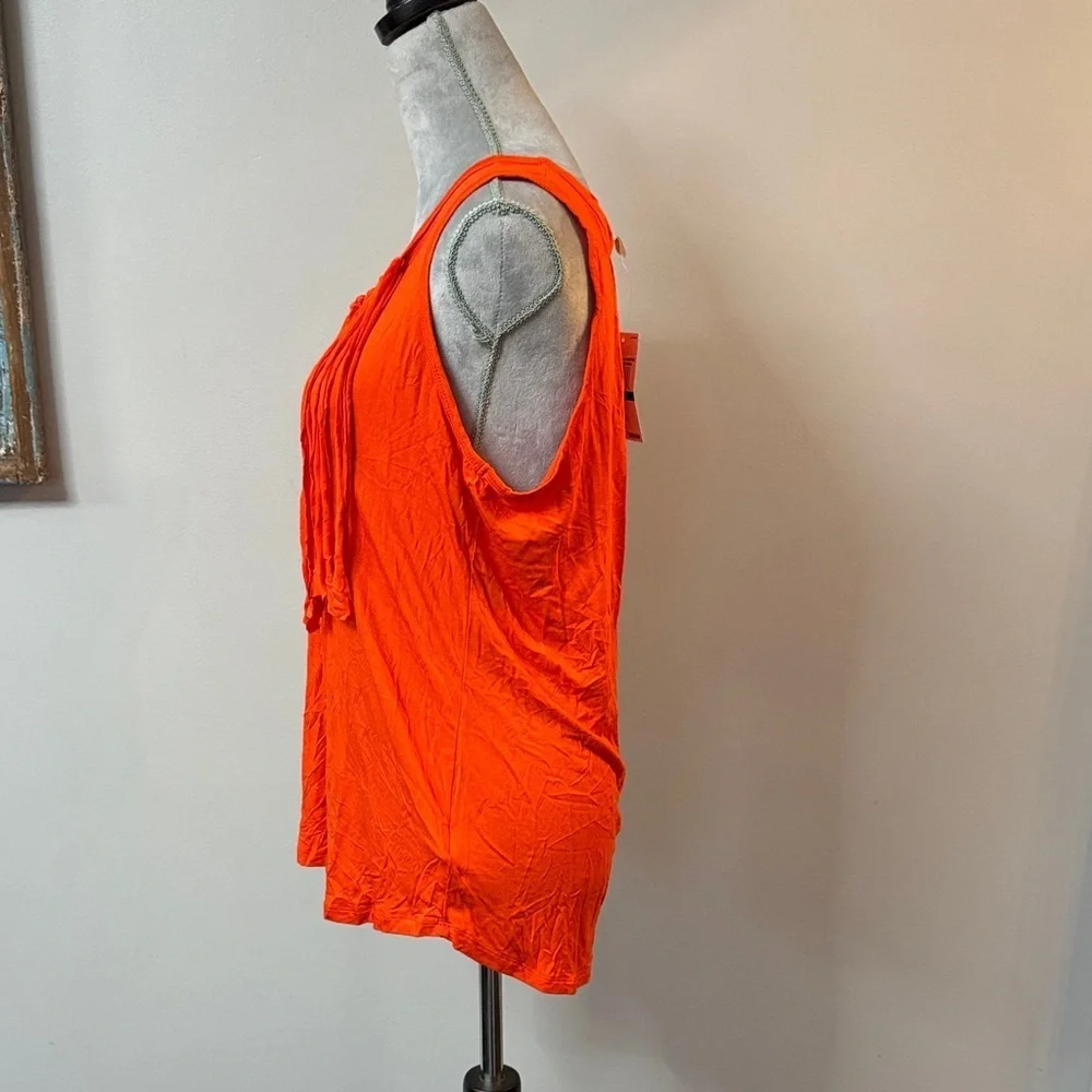 Michael Kors Orange Fringe Tank Top with gold accents NWT XL